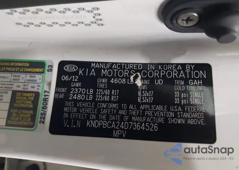 2013 Kia Sportage Lx z USA, uszkodzony, nr VIN KNDPBCA24D7364526